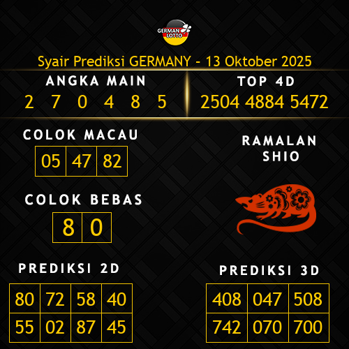 Prediksi Germany Hari Ini 13-oktober-2025