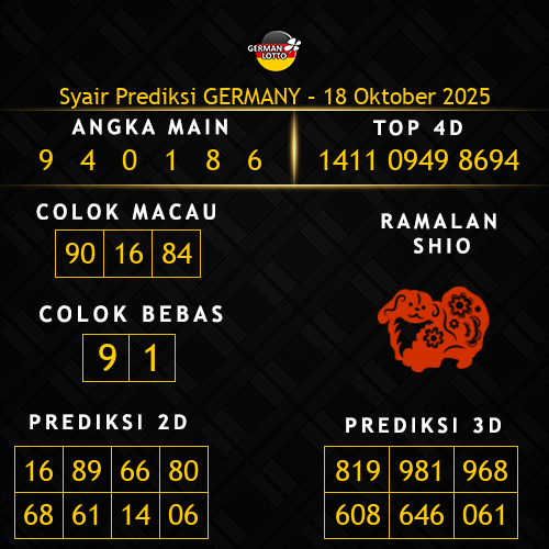 Prediksi Germany Hari Ini 18-oktober-2025