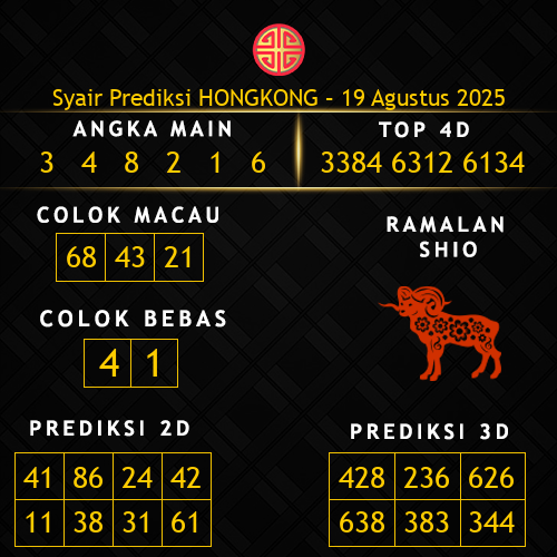 Prediksi Hongkong Hari Ini 19-agustus-2025