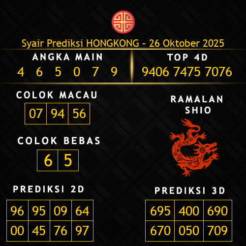Prediksi Hongkong Hari Ini 26-oktober-2025