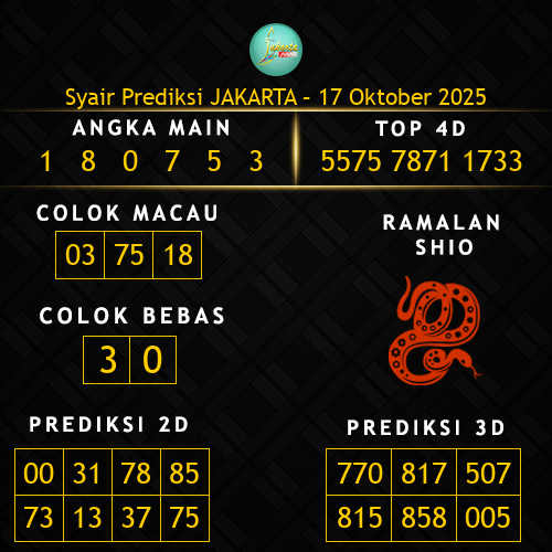 Prediksi Jakarta Hari Ini 17-oktober-2025