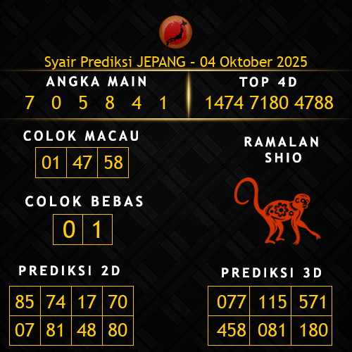 Prediksi Jepang Hari Ini 4-oktober-2025