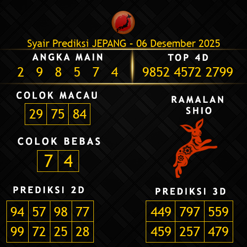 Prediksi Jepang Hari Ini 6-desember-2025