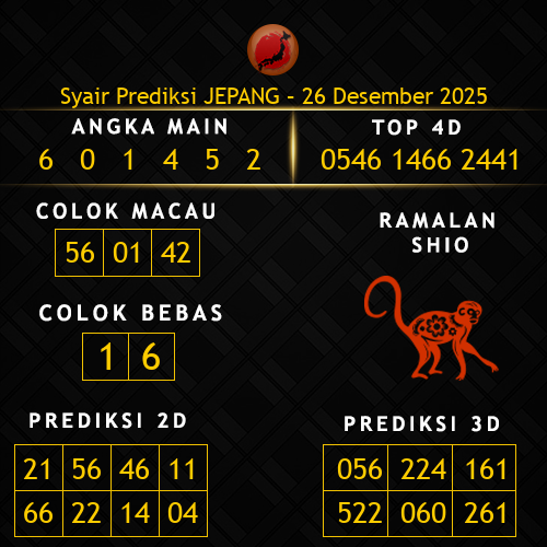 Prediksi Jepang Hari Ini 26-desember-2025