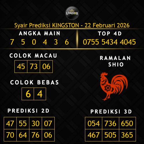 Prediksi Kingston Hari Ini 22-februari-2026