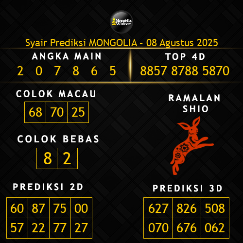 Prediksi Mongolia Hari Ini 8-agustus-2025