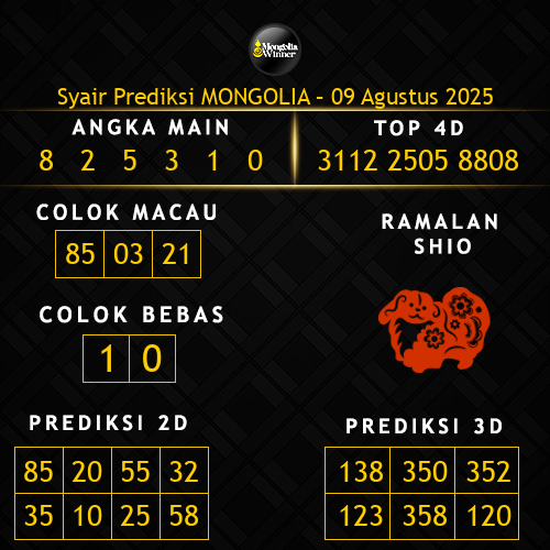 Prediksi Mongolia Hari Ini 9-agustus-2025