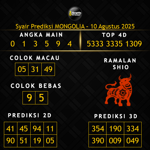 Prediksi Mongolia Hari Ini 10-agustus-2025