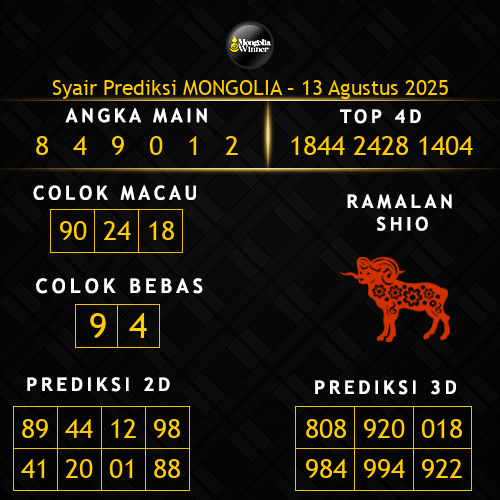 Prediksi Mongolia Hari Ini 13-agustus-2025