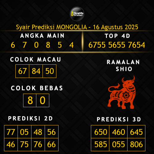 Prediksi Mongolia Hari Ini 16-agustus-2025