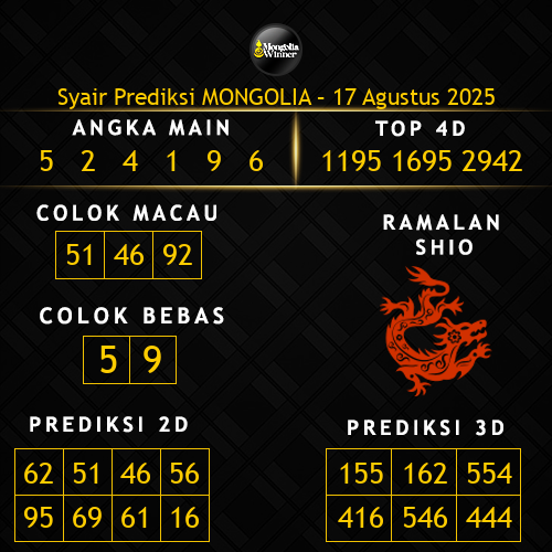 Prediksi Mongolia Hari Ini 17-agustus-2025