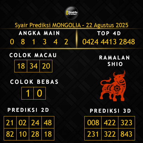 Prediksi Mongolia Hari Ini 22-agustus-2025