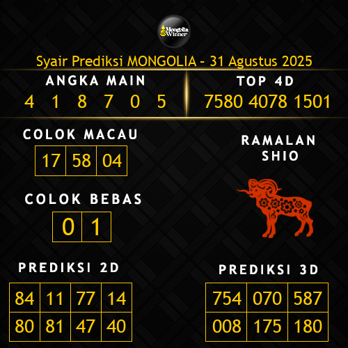 Prediksi Mongolia Hari Ini 31-agustus-2025