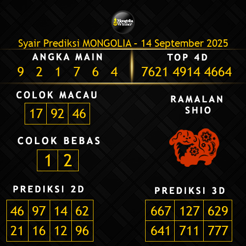 Prediksi Mongolia Hari Ini 14-september-2025