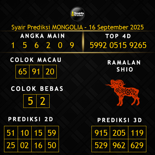 Prediksi Mongolia Hari Ini 16-september-2025