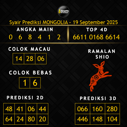 Prediksi Mongolia Hari Ini 19-september-2025