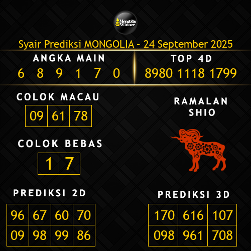 Prediksi Mongolia Hari Ini 24-september-2025