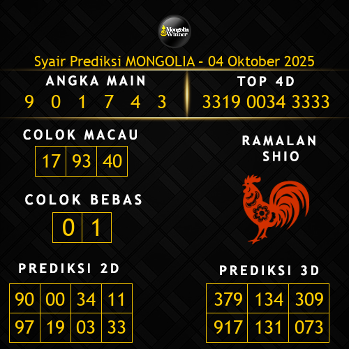 Prediksi Mongolia Hari Ini 4-oktober-2025
