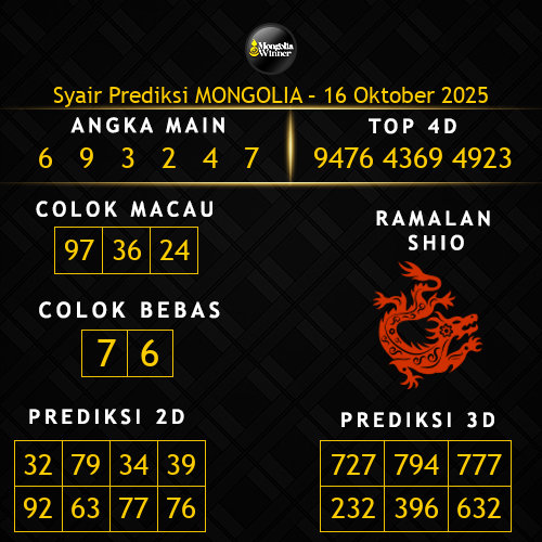 Prediksi Mongolia Hari Ini 16-oktober-2025