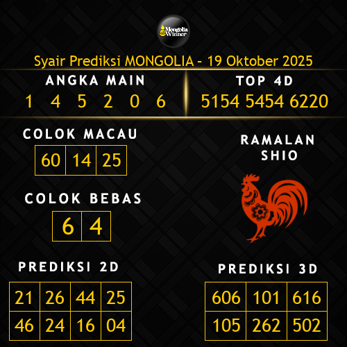 Prediksi Mongolia Hari Ini 19-oktober-2025