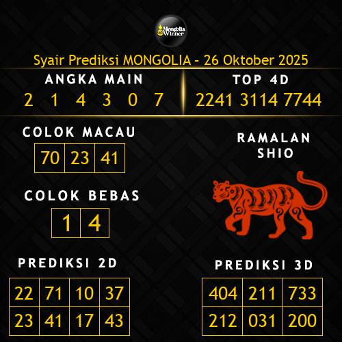 Prediksi Mongolia Hari Ini 26-oktober-2025