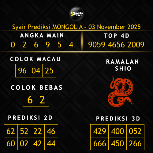 Prediksi Mongolia Hari Ini 3-november-2025