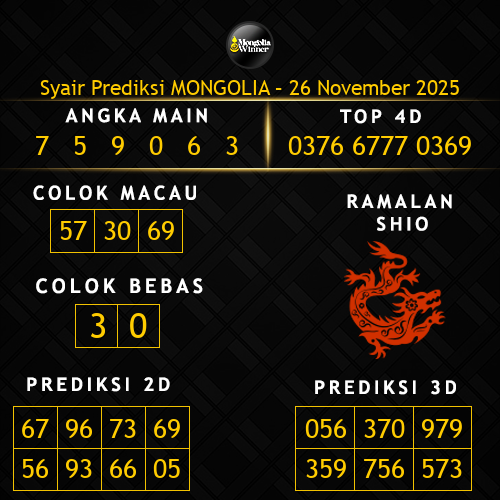 Prediksi Mongolia Hari Ini 26-november-2025