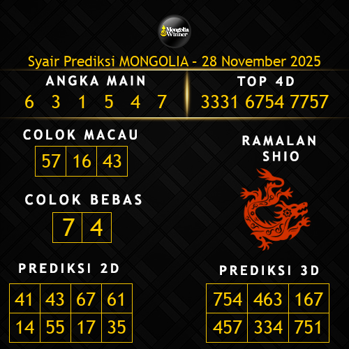 Prediksi Mongolia Hari Ini 28-november-2025