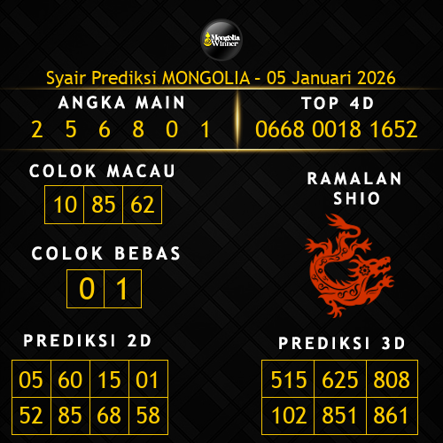 Prediksi Mongolia Hari Ini 5-januari-2026