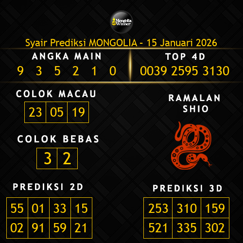 Prediksi Mongolia Hari Ini 15-januari-2026