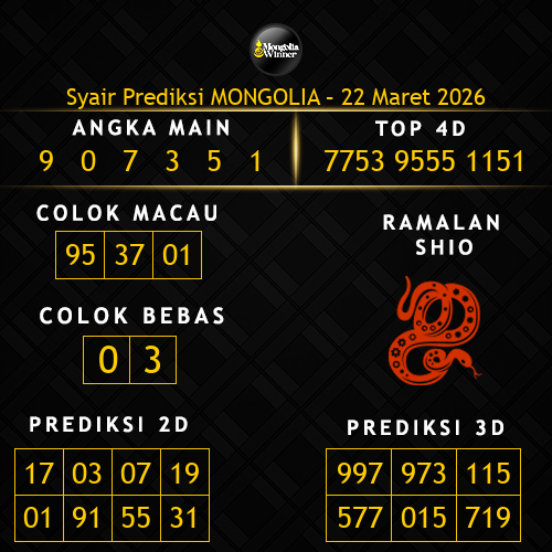 Prediksi Mongolia Hari Ini 22-maret-2026