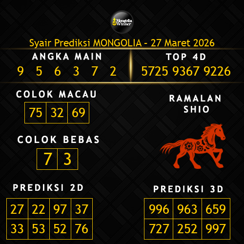 Prediksi Mongolia Hari Ini 27-maret-2026