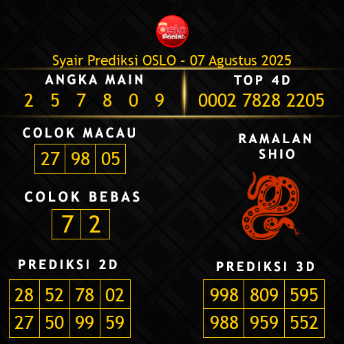 Prediksi Oslo Hari Ini 7-agustus-2025