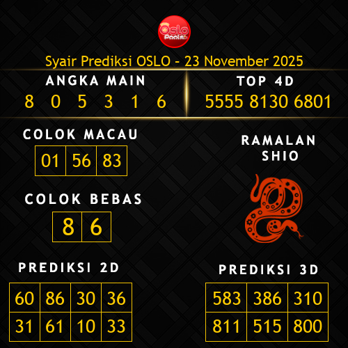 Prediksi Oslo Hari Ini 23-november-2025