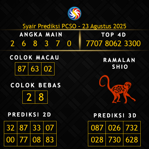 Prediksi PCSO Hari Ini 23-agustus-2025