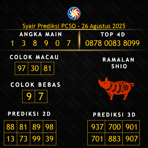 Prediksi PCSO Hari Ini 26-agustus-2025
