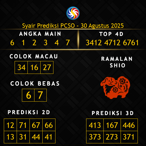 Prediksi PCSO Hari Ini 30-agustus-2025