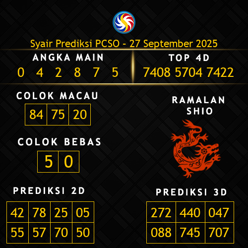 Prediksi PCSO Hari Ini 27-september-2025