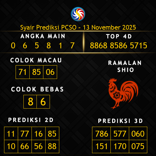 Prediksi PCSO Hari Ini 13-november-2025