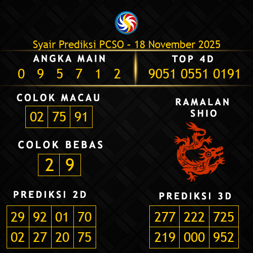 Prediksi PCSO Hari Ini 18-november-2025