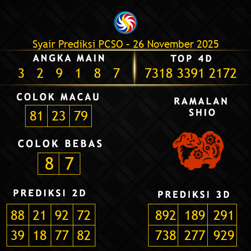 Prediksi PCSO Hari Ini 26-november-2025