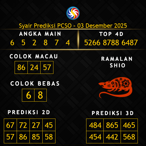 Prediksi PCSO Hari Ini 3-desember-2025