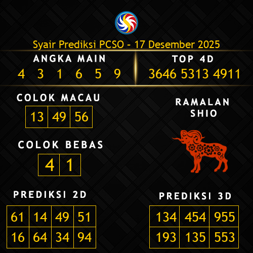 Prediksi PCSO Hari Ini 17-desember-2025