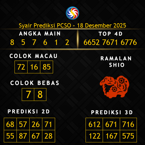Prediksi PCSO Hari Ini 18-desember-2025