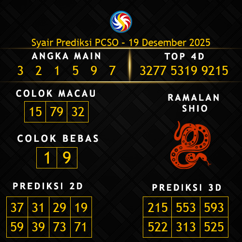 Prediksi PCSO Hari Ini 19-desember-2025