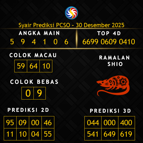Prediksi PCSO Hari Ini 30-desember-2025