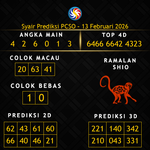 Prediksi PCSO Hari Ini 13-februari-2026