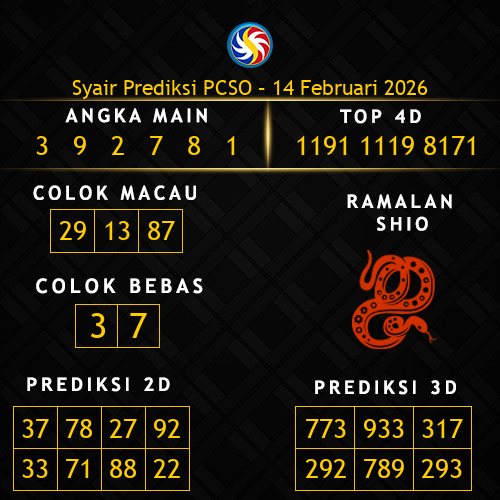 Prediksi PCSO Hari Ini 14-februari-2026