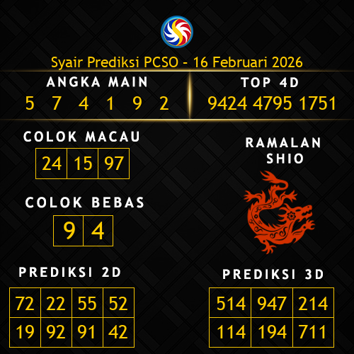 Prediksi PCSO Hari Ini 16-februari-2026