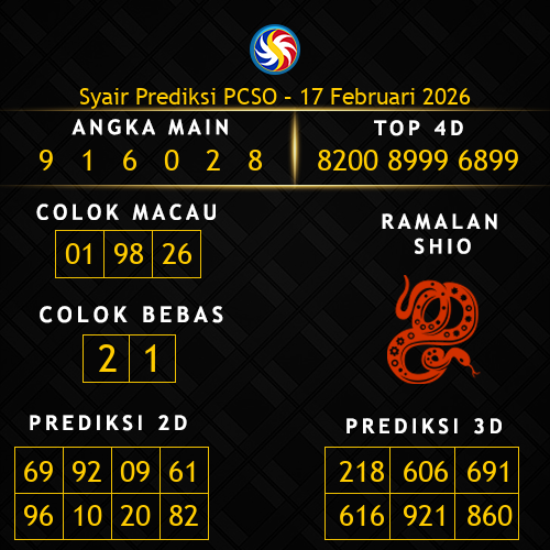 Prediksi PCSO Hari Ini 17-februari-2026